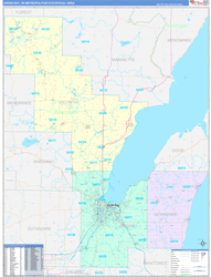 Green Bay Metro Area Wall Map Color Cast Style 2024